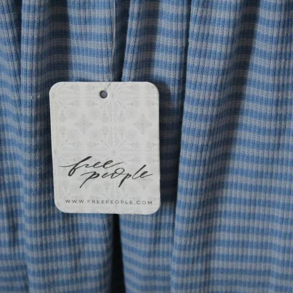 NWT Free People Nina Halter Maxi Dress Button Striped Blue Size Large H12299 - Picture 9 of 12